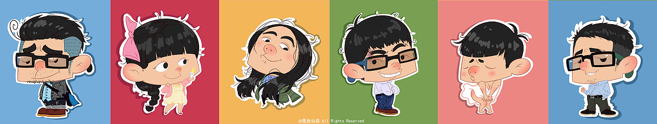 Q版卡通人物设计——方脸系列（图ZMTQ1NzMxNDEy） - 单幅漫画 - 站酷设计师墨鱼仙森原创素材 - 站酷ZCOOL