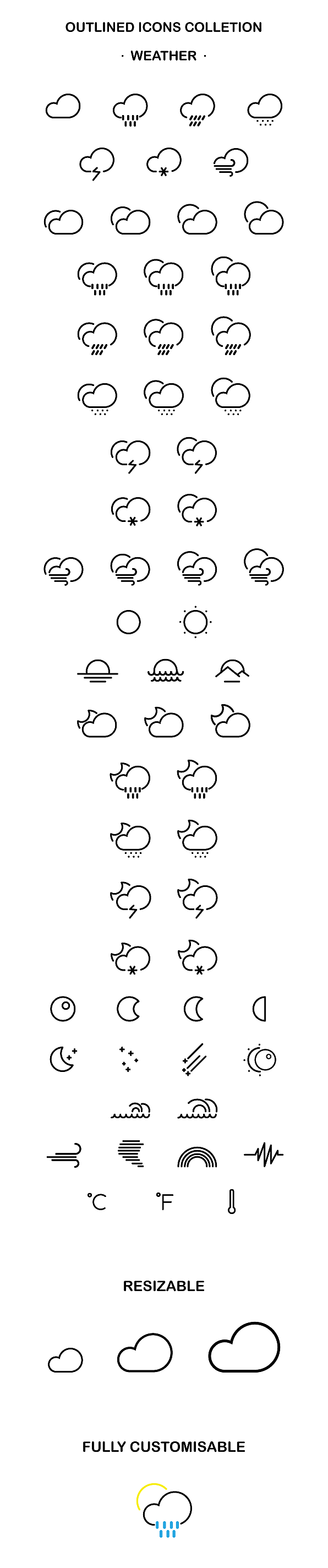 简约线条天气矢量图标（图ZNDEzMTM4Mjg=） - 图标 - 站酷设计师Claperte原创素材 - 站酷ZCOOL