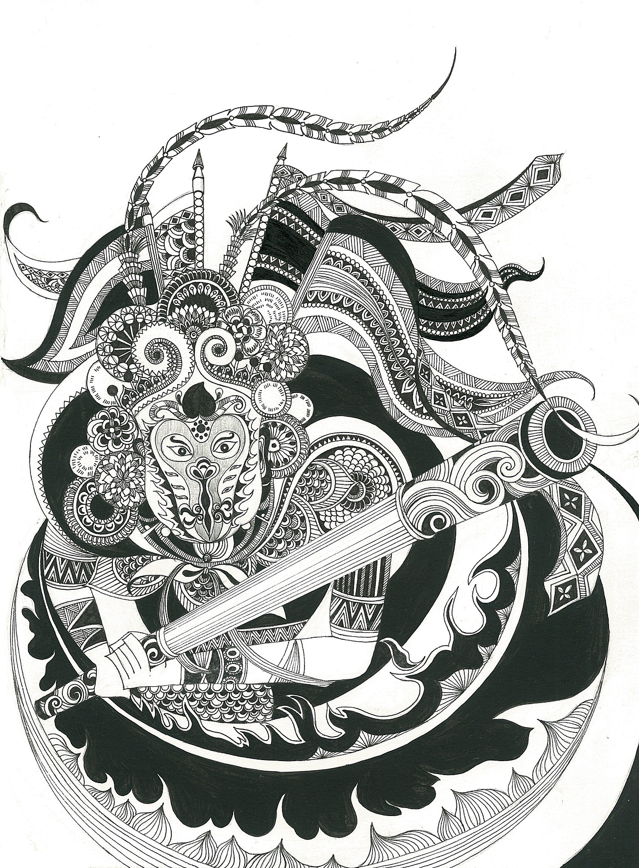 中国元素黑白图案练习