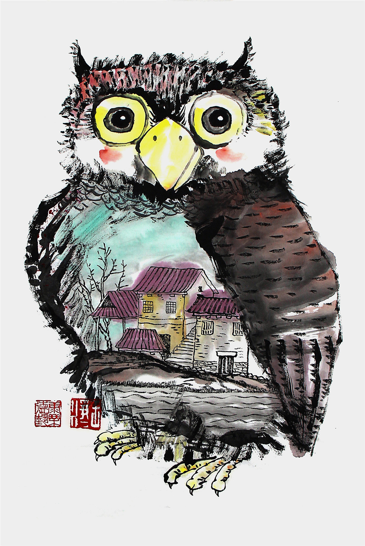 21幅宣纸水墨插画猫头鹰（图ZMTEwNzE0NTAw） - 绘画 - 站酷设计师画儿晴天原创素材 - 站酷ZCOOL