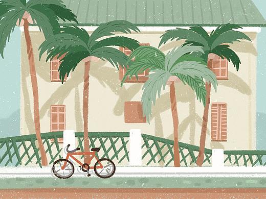 环游旅记 清新风景插画明信片