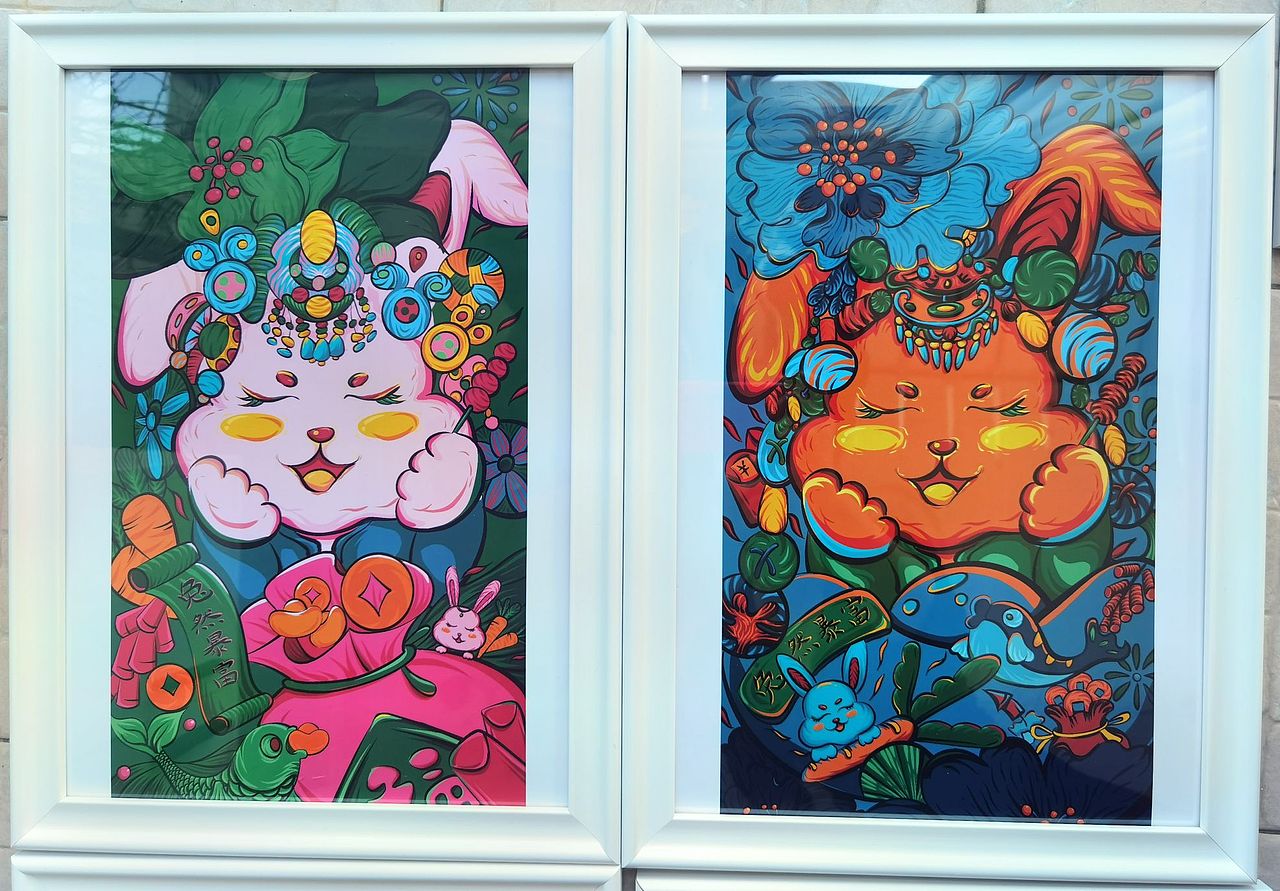 兔首遥铃荡福音|国潮兔一组（图ZMzI3MjI5NTI0） - 创作习作 - 站酷设计师插画师小卷原创素材 - 站酷ZCOOL