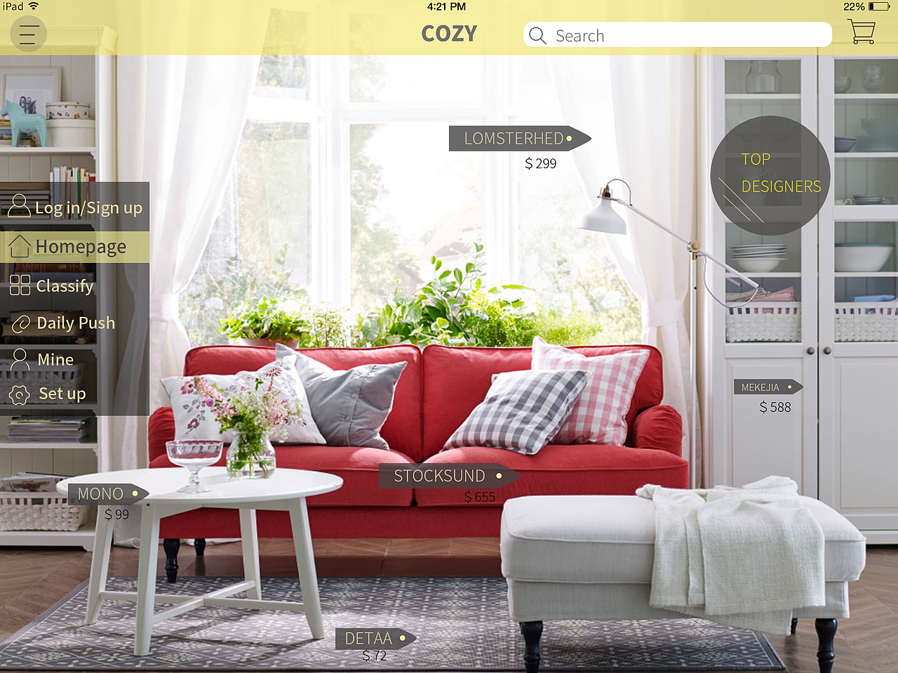 COZY家居ipad界面（图ZNTEzMDA5NzI=） - APP界面 - 站酷设计师嘉懿Joyin原创素材 - 站酷ZCOOL