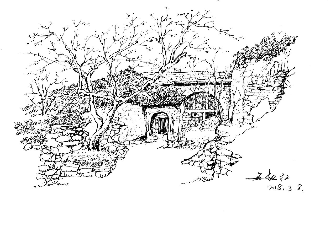 钢笔风景速写——远方的家
