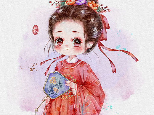 水彩古风萌萌头像