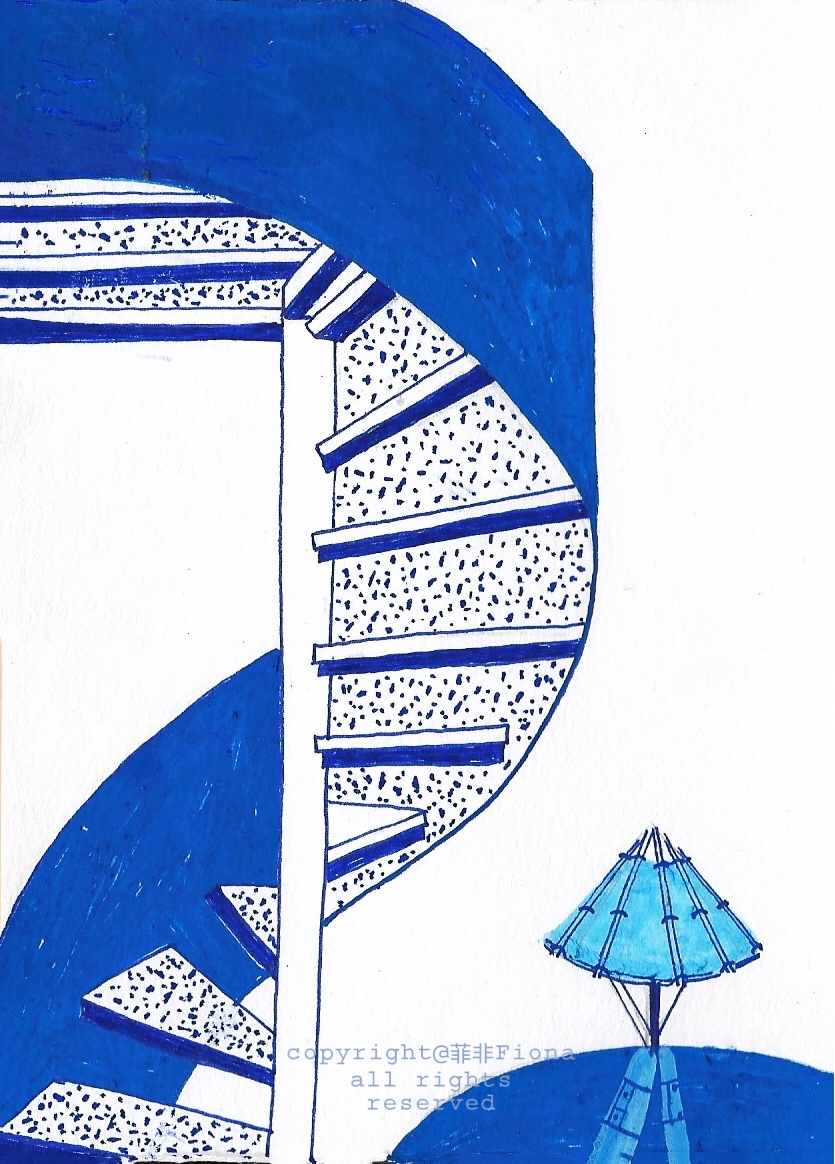 一组蓝色系插画风琴折页