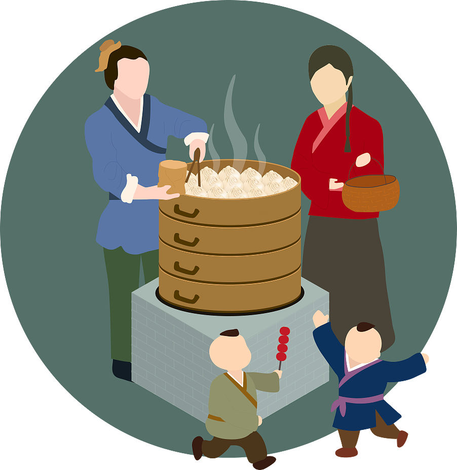 2.5d插画古代街景