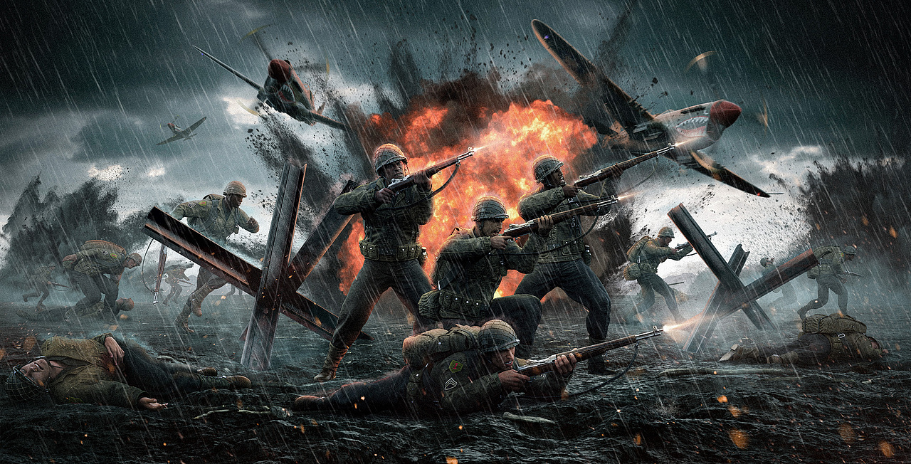 个人练习作品,体现身处战场中的一个感觉战争系列主题的创意合成海报