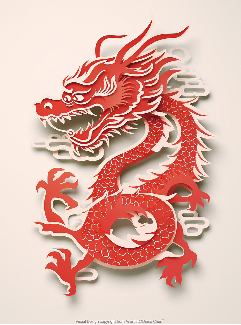 Ai绘画|龙年民俗作品,手工剪纸窗花艺术🐲