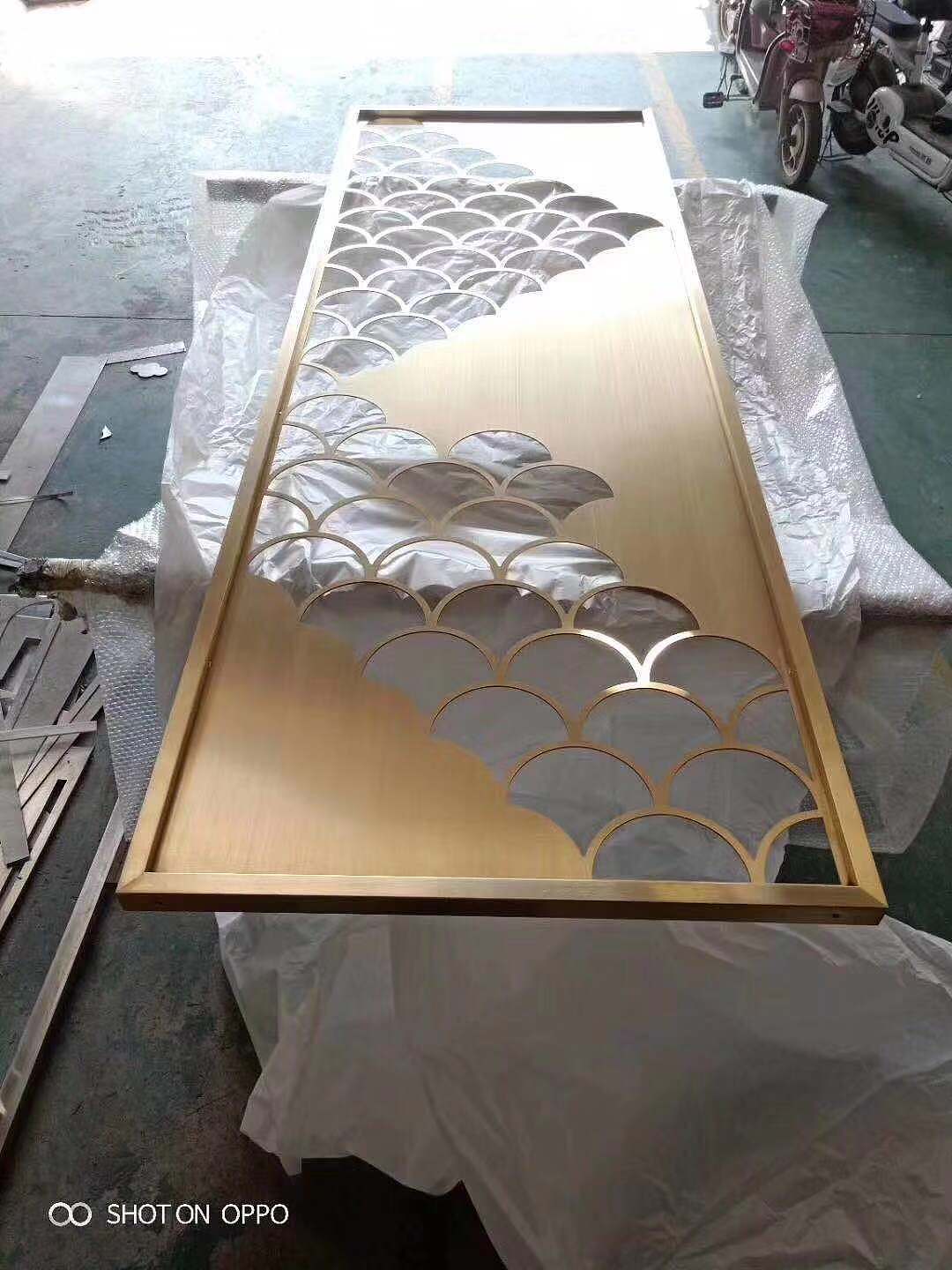 简约轻工艺玫瑰金不锈钢客厅轻奢玄关隔断屏风