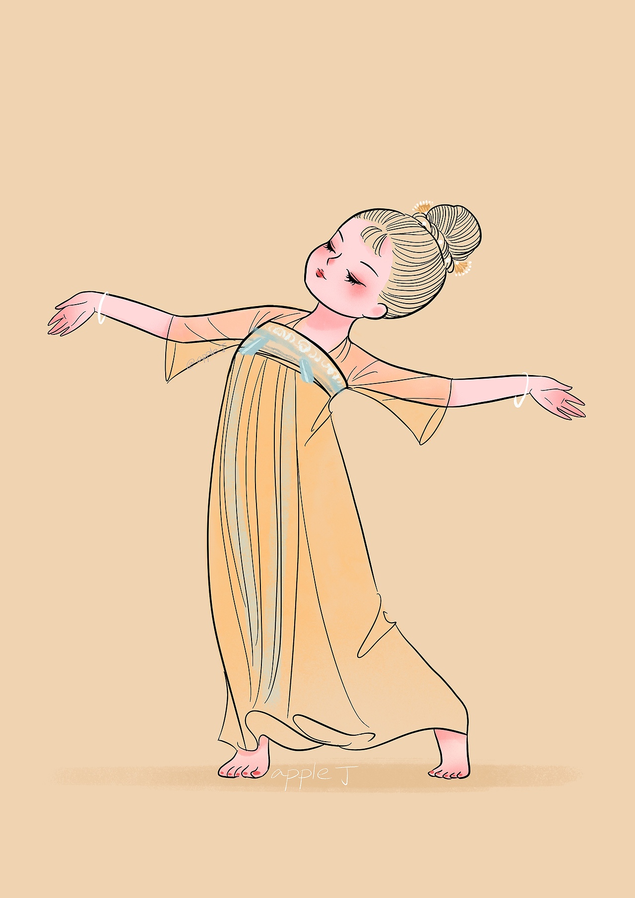 原创插画/ 中国舞丽人行 汉服肉肉