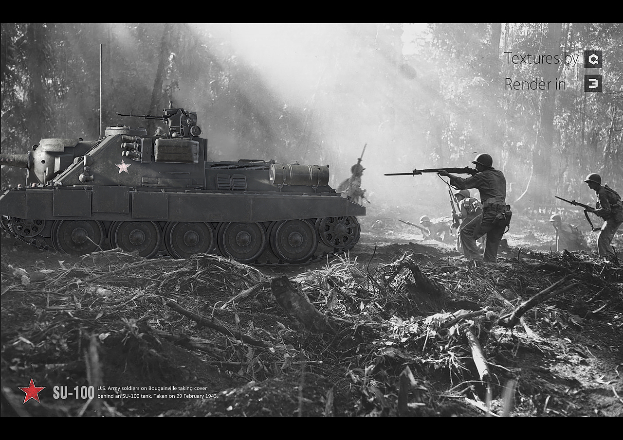 SU-100坦克建模渲染（图ZMTA3NDgzMTQ4） - 机械/交通 - 站酷设计师尾巴草的夏天原创素材 - 站酷ZCOOL