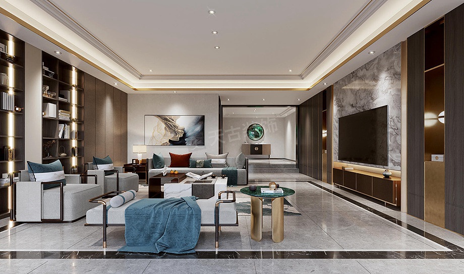 庆隆高尔夫云溪苑别墅装修,新中式轻奢混搭风设计图