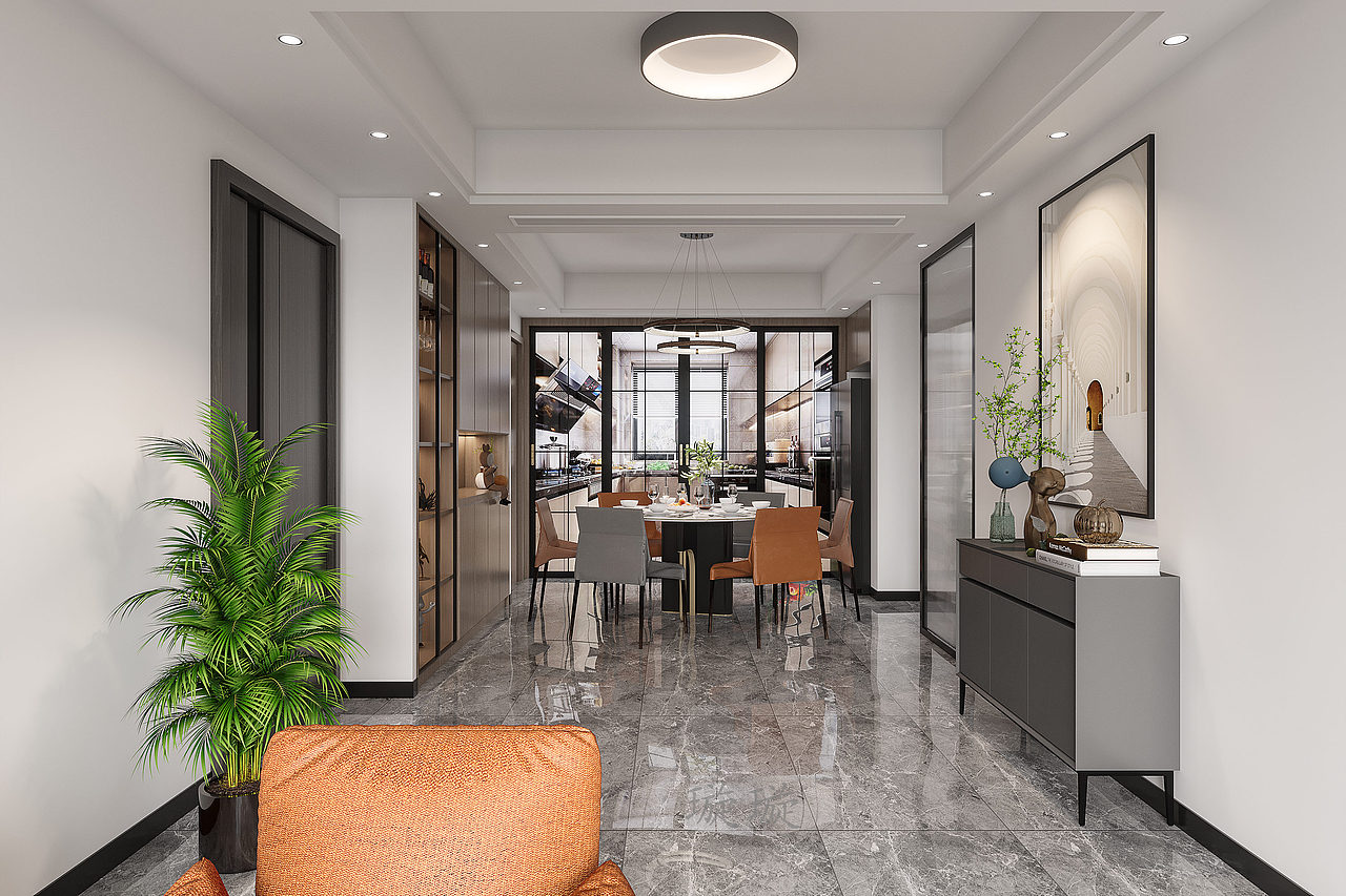 现代轻奢风格客餐厅——客餐厅链接让空间很有空间
