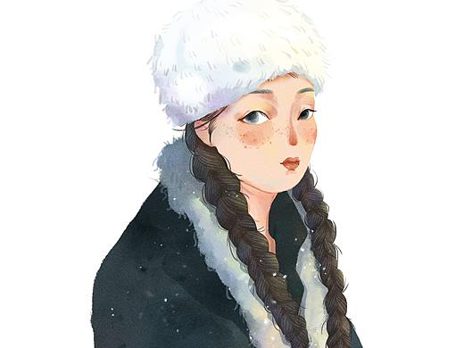 仿水彩人物插画