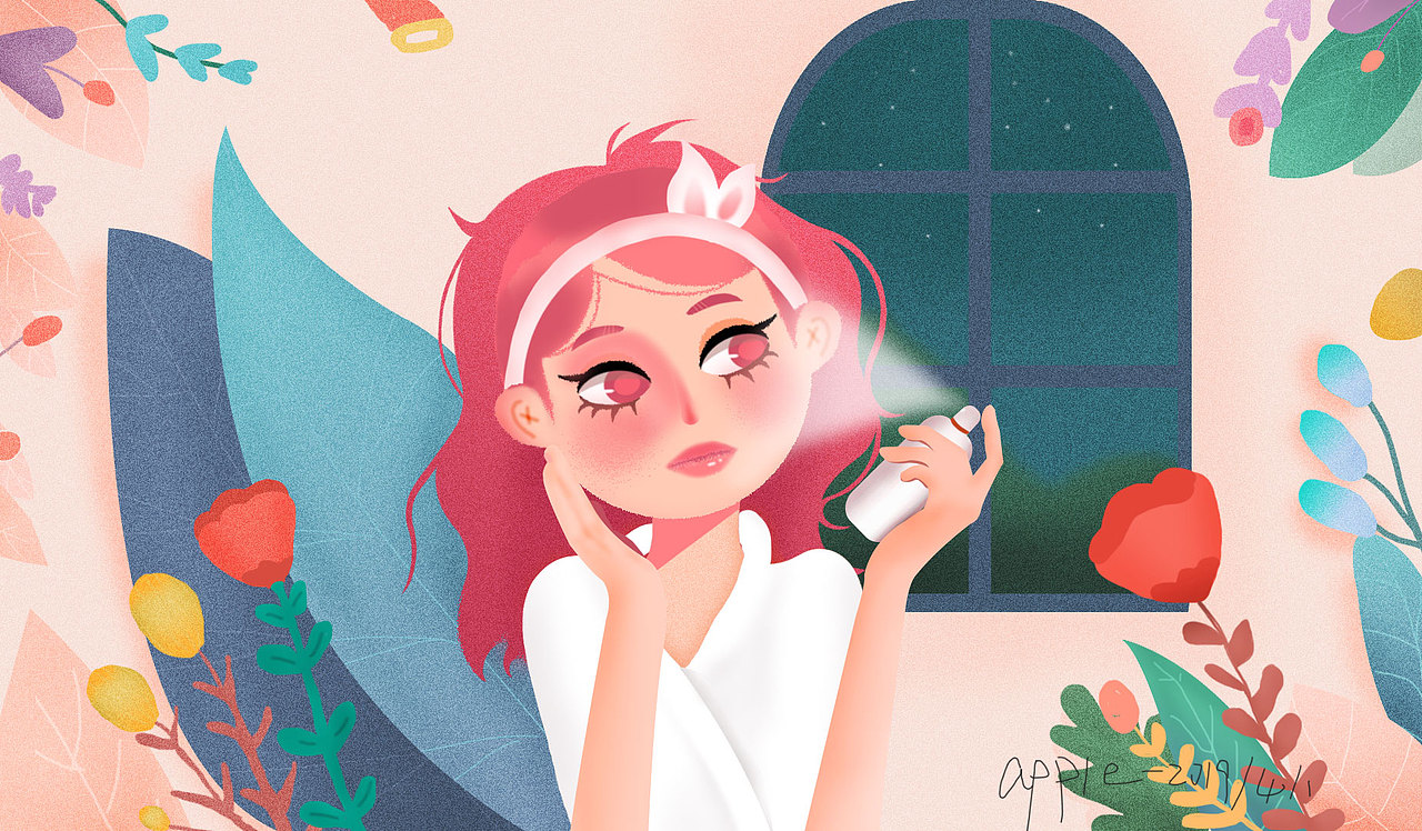 护肤少女（图ZMTUyNDMzMzk2） - 艺术插画 - 站酷设计师我是apple原创素材 - 站酷ZCOOL