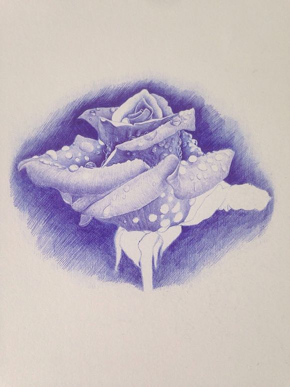 OY圆珠笔画:蓝色妖姬2