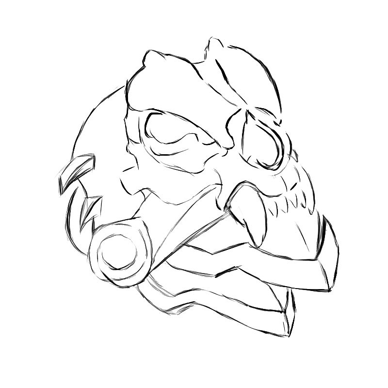 首先根据教程画了线稿。