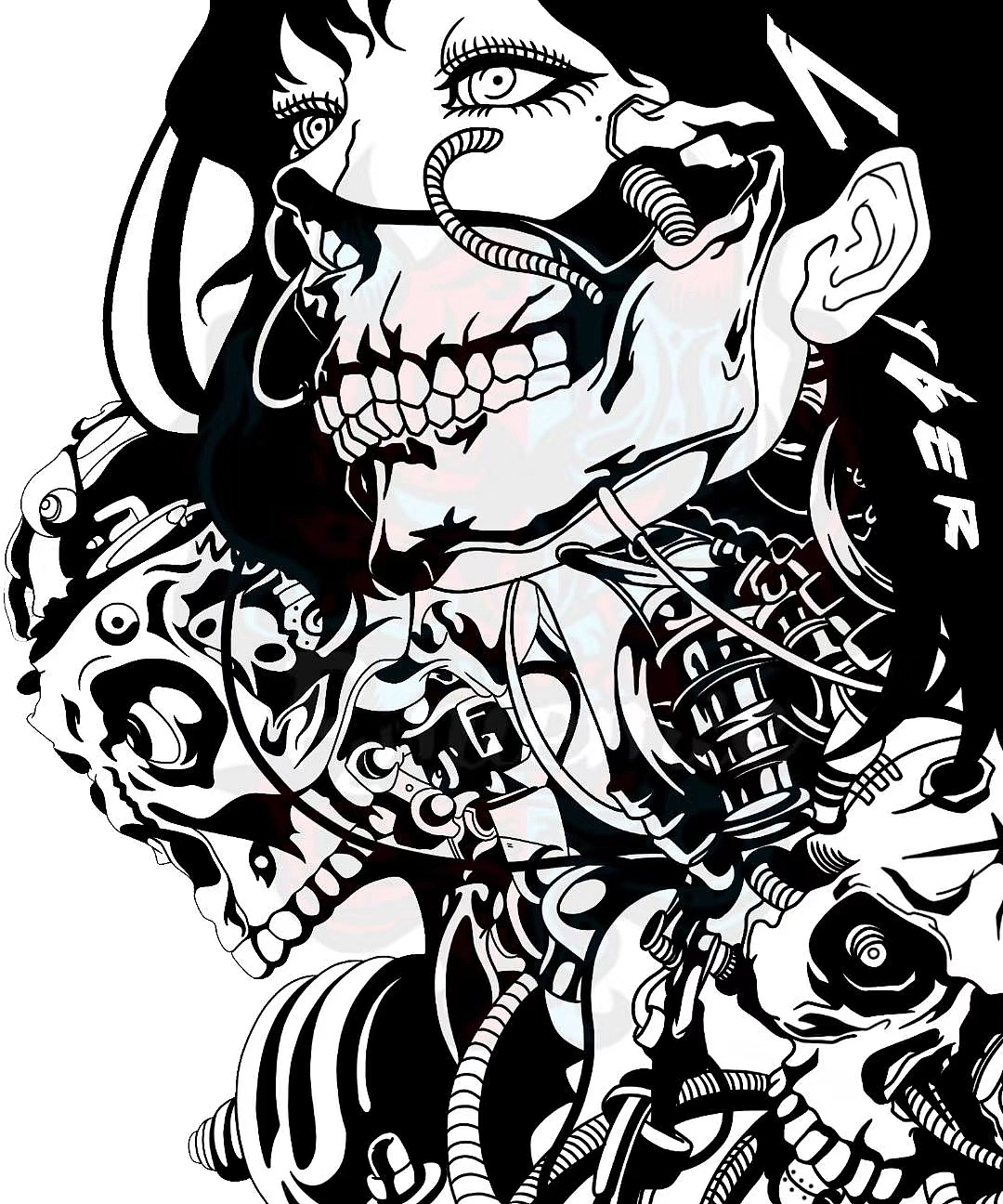 原创赛博朋克插画设计《壳》|插画|艺术插画|任咩咩rmiemie - 原创