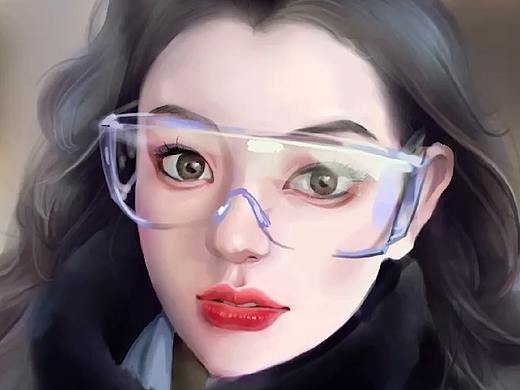 戴透明眼罩的女孩