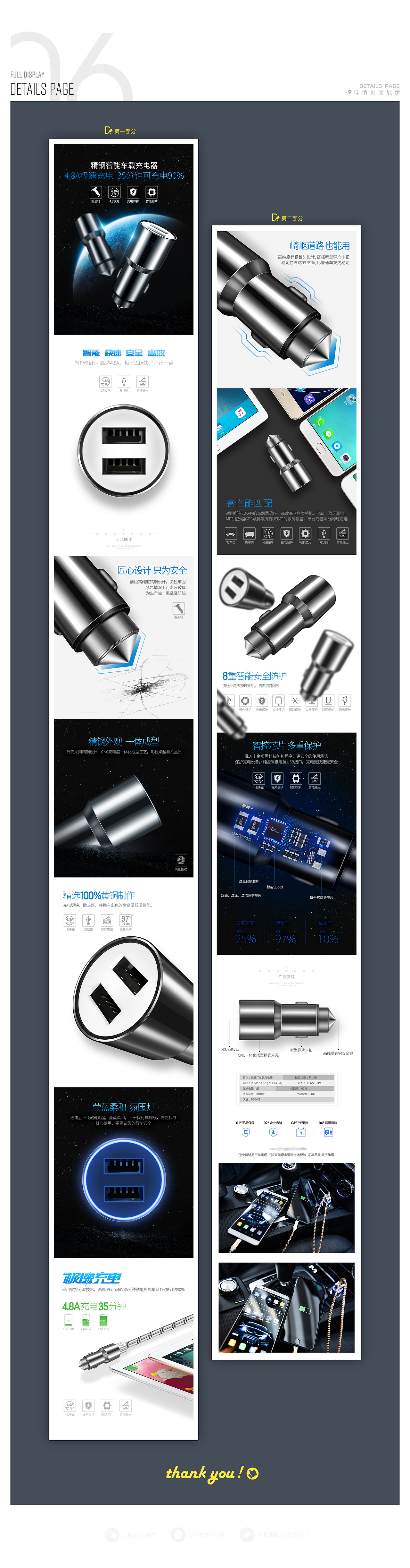 3C车载USB充电器 车充详情页 车充精修