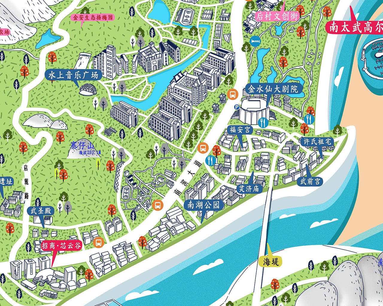 福建漳州港开发区手绘地图
