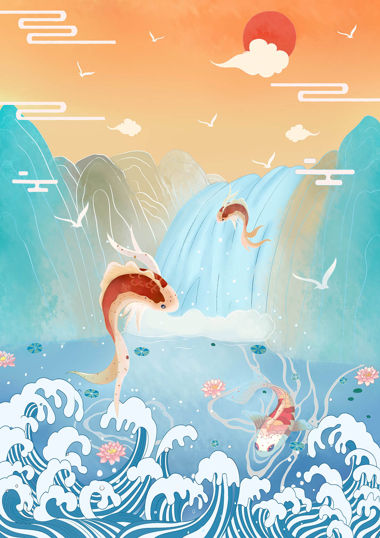 国潮风贵州旅游插画