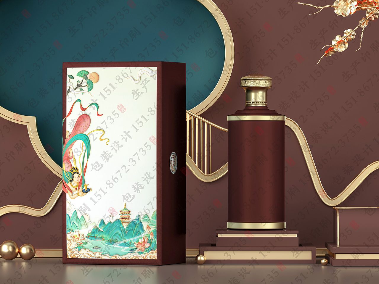 通用类定制酒盒(受上海凯丰印业委托,所做的渲染图)