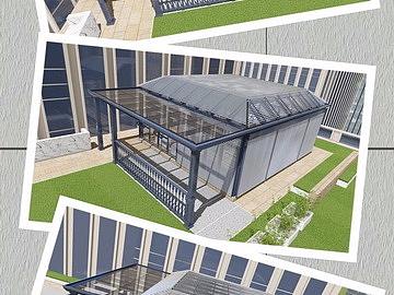 阳光房隔热遮阳铝百叶设计方案效果图S1733