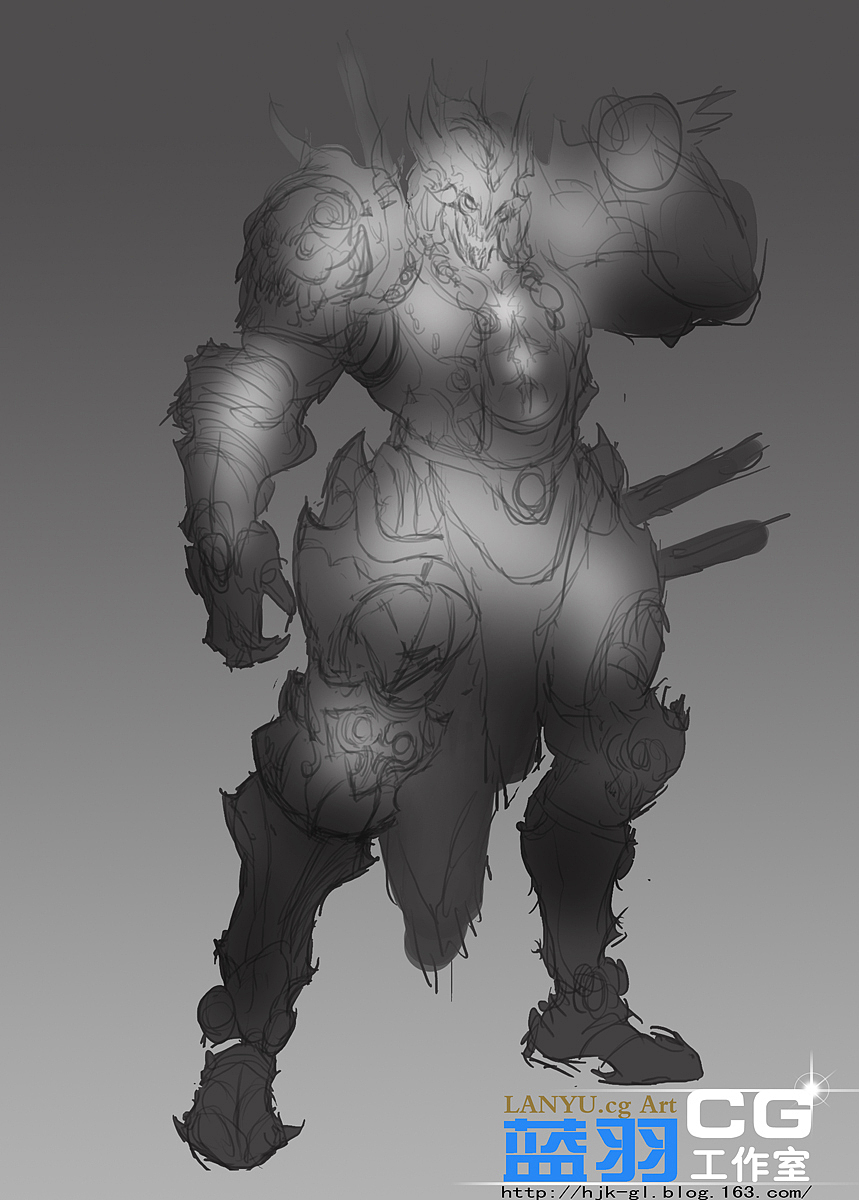 《骷髅头战士》+绘画过程(高灵作品) 