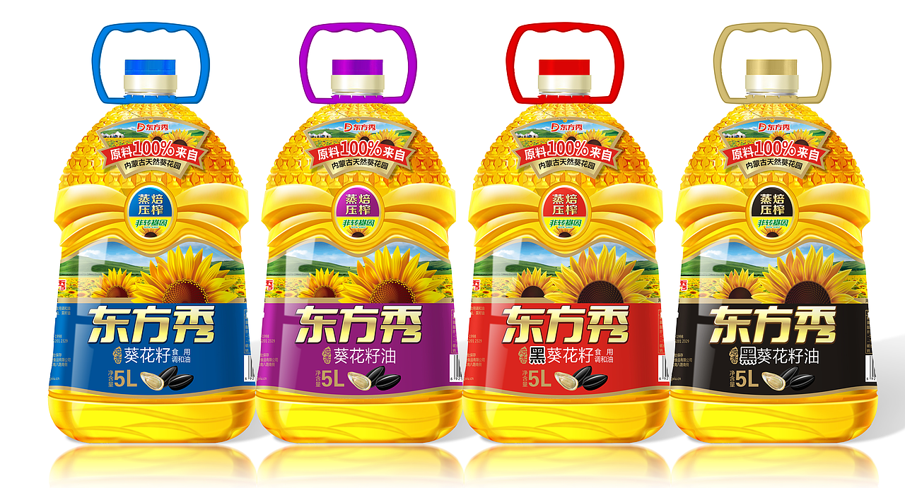 食用油包装设计东方秀焙香黑葵花籽油包装设计