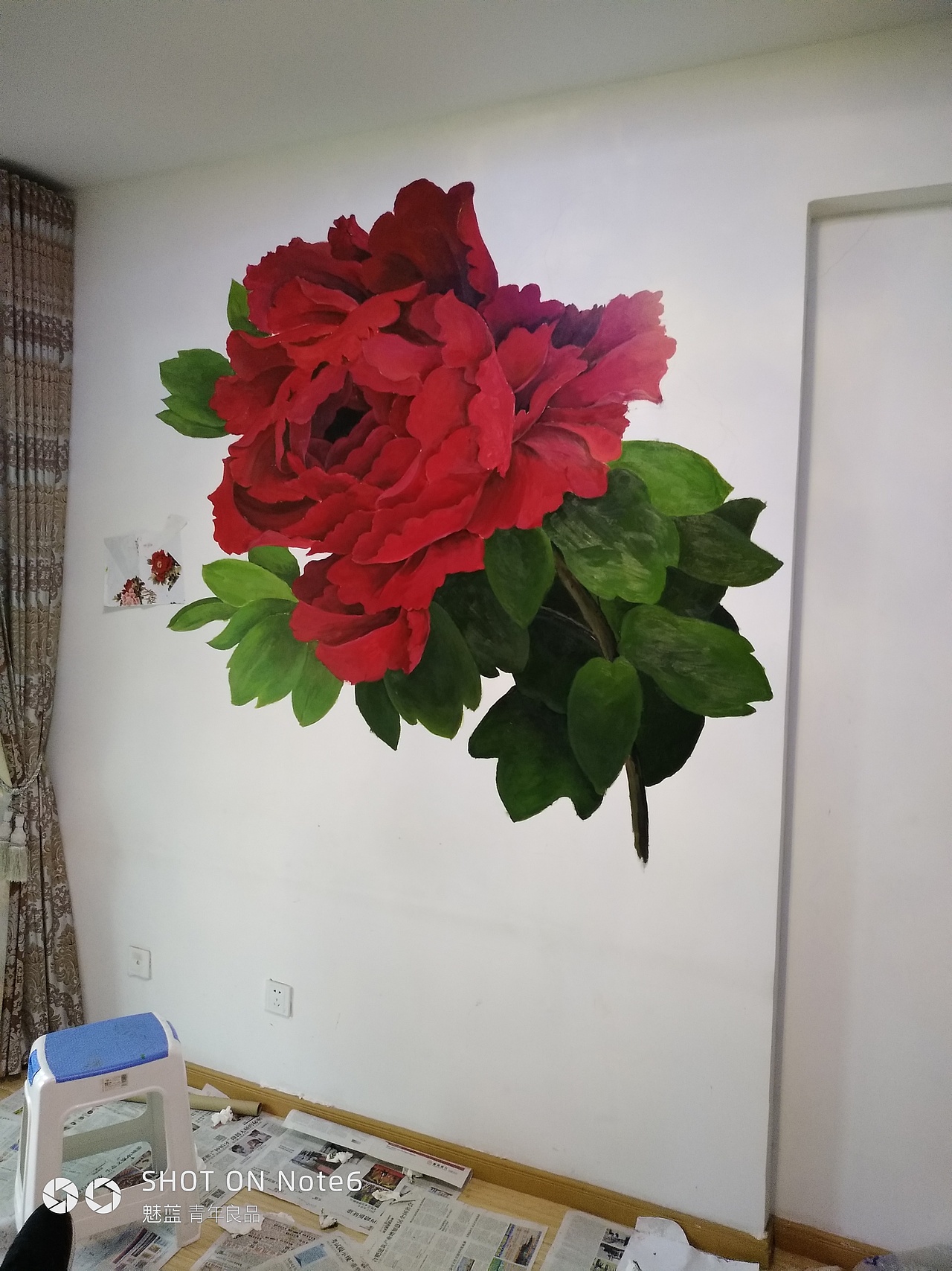 墙绘-牡丹