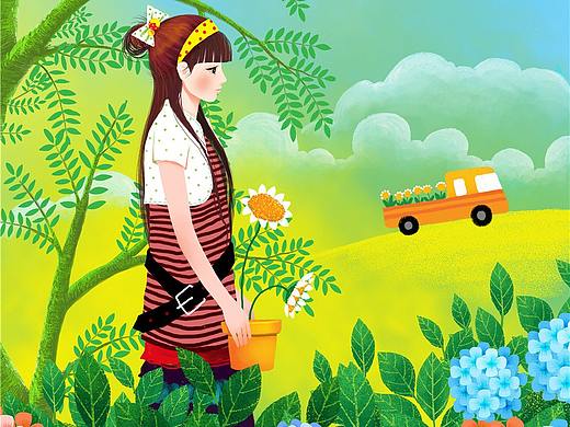 女人如花绽放,优雅美丽-31幅唯美女人和花组合的插画