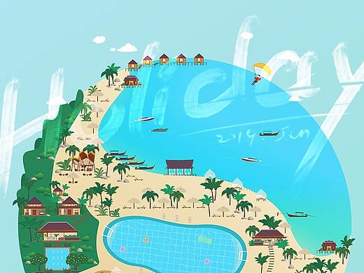 夏日假期 扁平风插画
