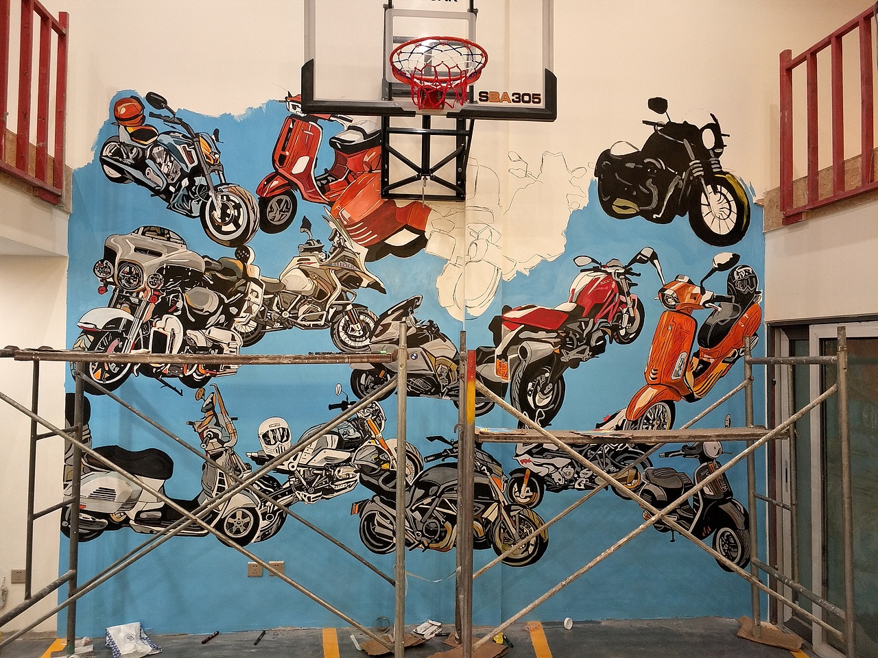 别墅机车手绘墙(2)未完待续