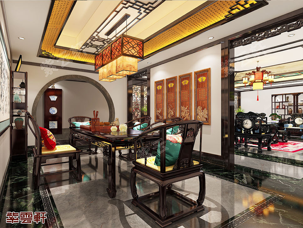 江苏省苏州市别墅中式装修——绝美的中国色（图ZMjUwNjY0NjUy） - 家装设计 - 站酷设计师紫云轩中式原创素材 - 站酷ZCOOL