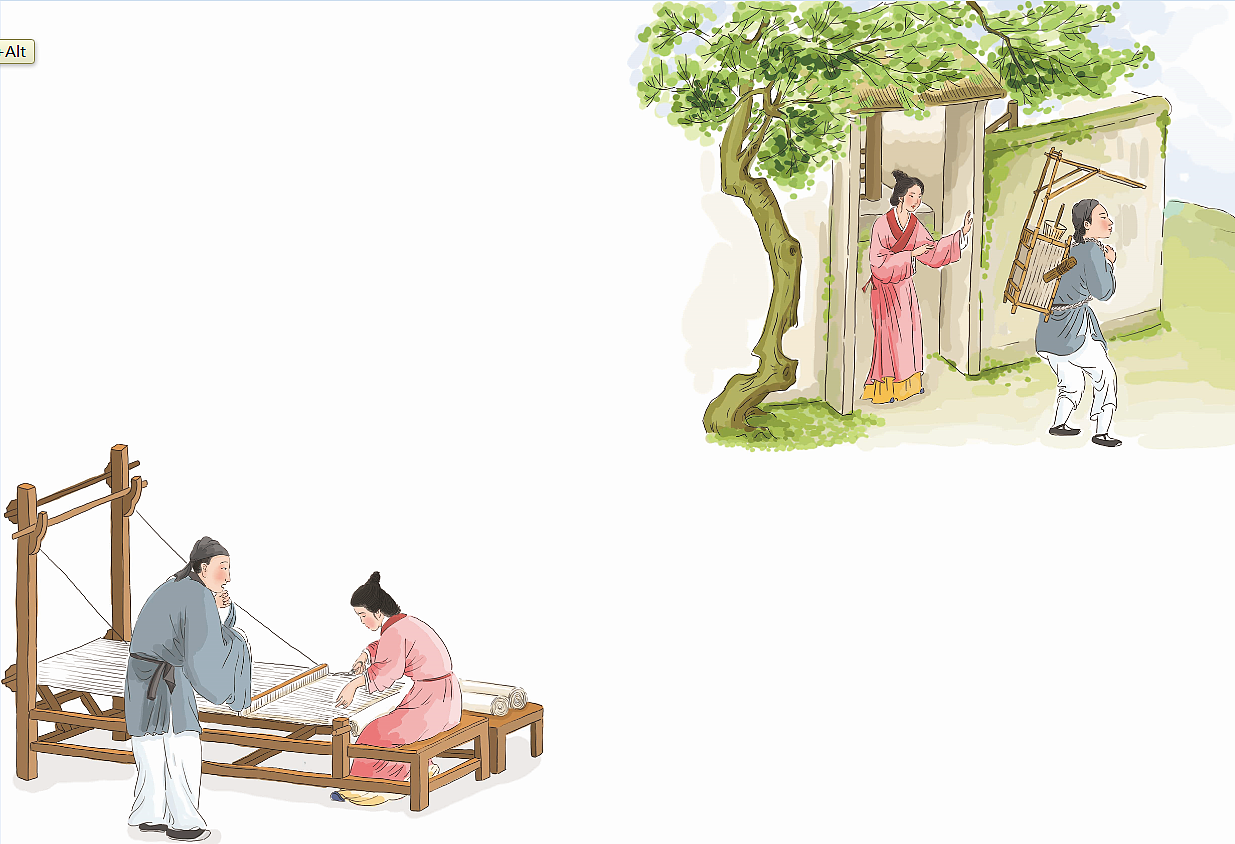 为杂志画的古代传统故事《断织劝学》插图