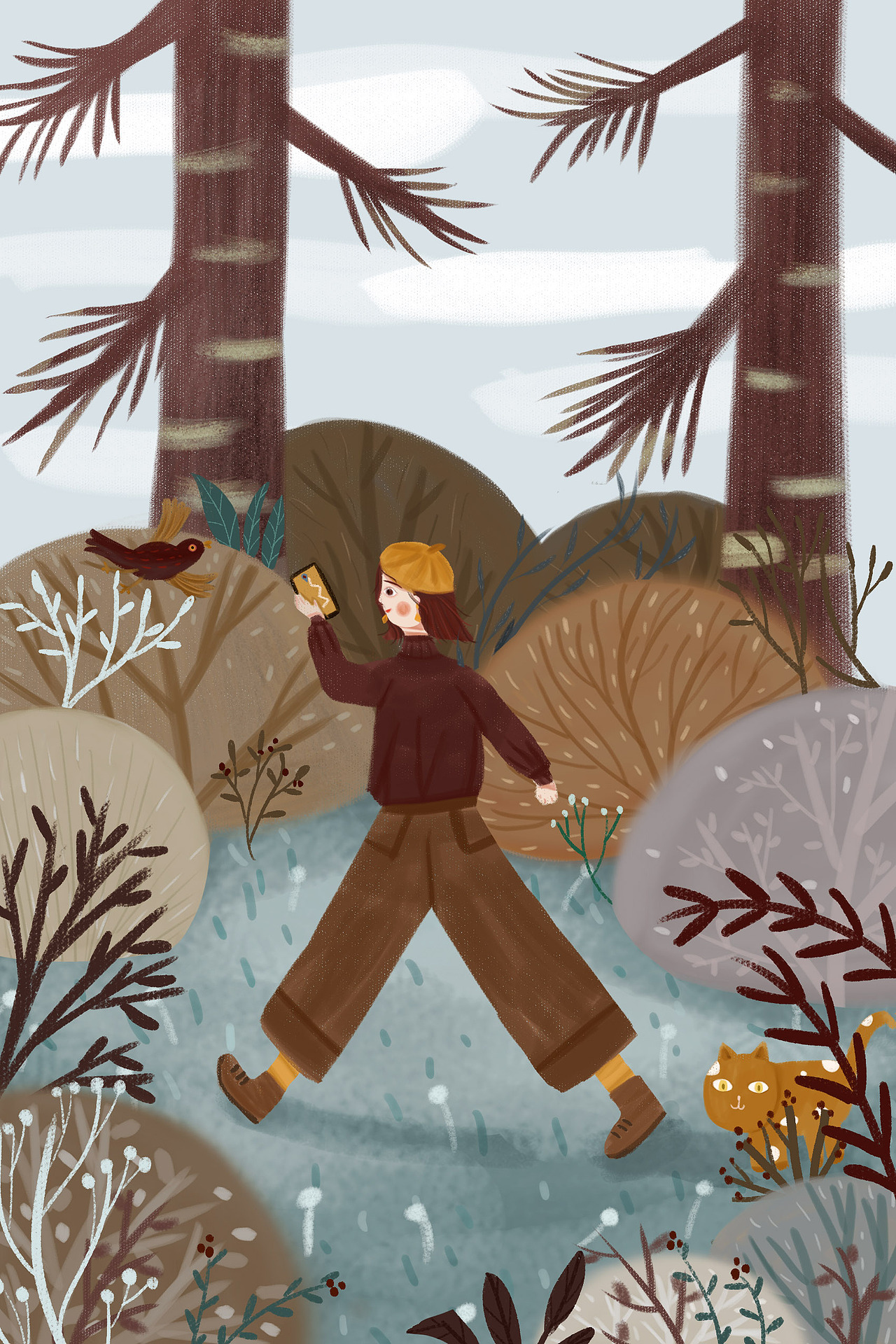 1原创作品插画商业插画季节插画秋秋天天高气爽出来走走三日梦kv设计4