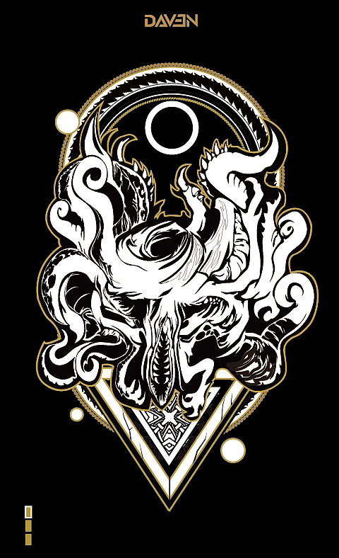 ＃非黑即白＃ 克苏鲁神话（图ZNzcwMTA2NTI=） - 新锐潮流插画 - 站酷设计师大瘟原创素材 - 站酷ZCOOL