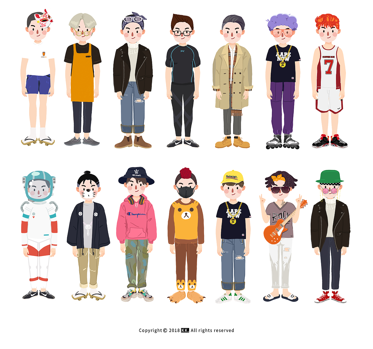 连咖啡小程序项目——【移动咖啡馆】人物设定（图ZMTIzNzA2MDg4） - 商业插画 - 站酷设计师kk冯原创素材 - 站酷ZCOOL