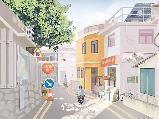 午后的大街（个人主页-ZNDg3MTkyNzI=） - 艺术插画 - 站酷设计师SweetJohn原创素材 - 站酷ZCOOL