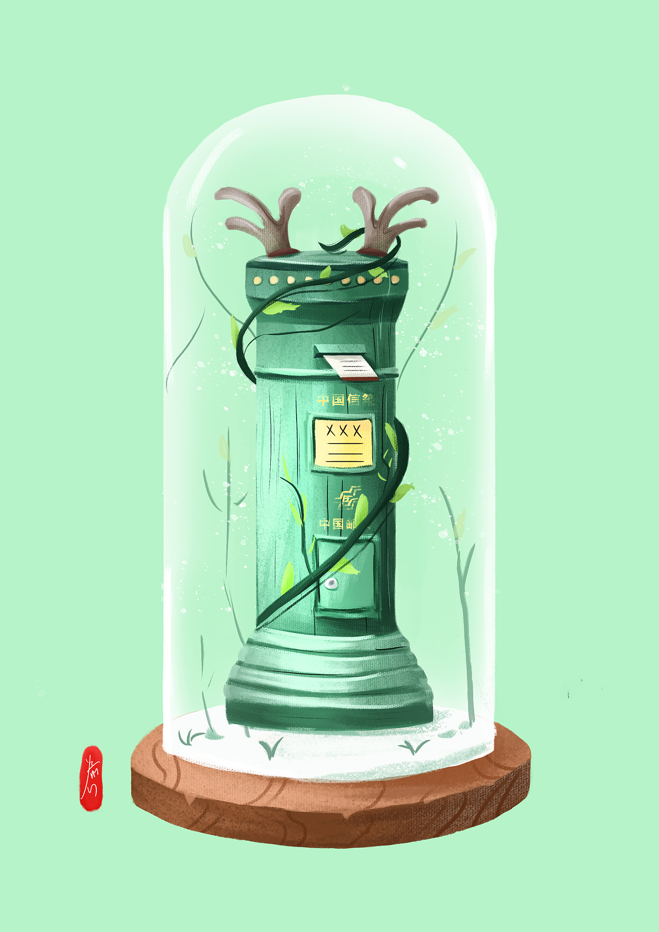 灯罩中的邮筒|插画|创作习作|是蓝小仙啊 - 原创作品 - 站酷 (zcool)