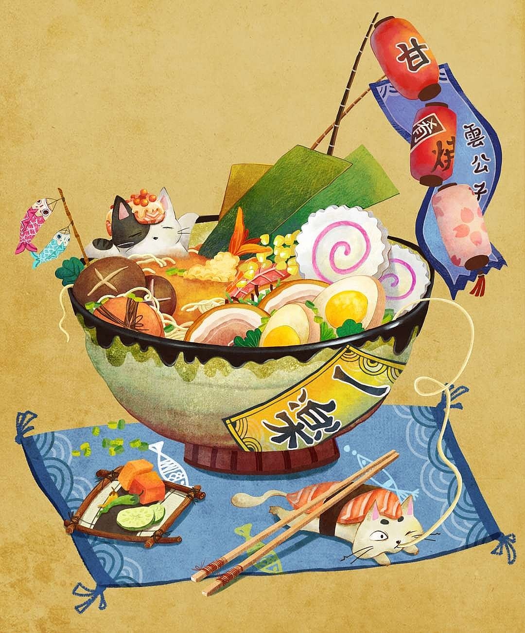 吃不到。画一碗吧