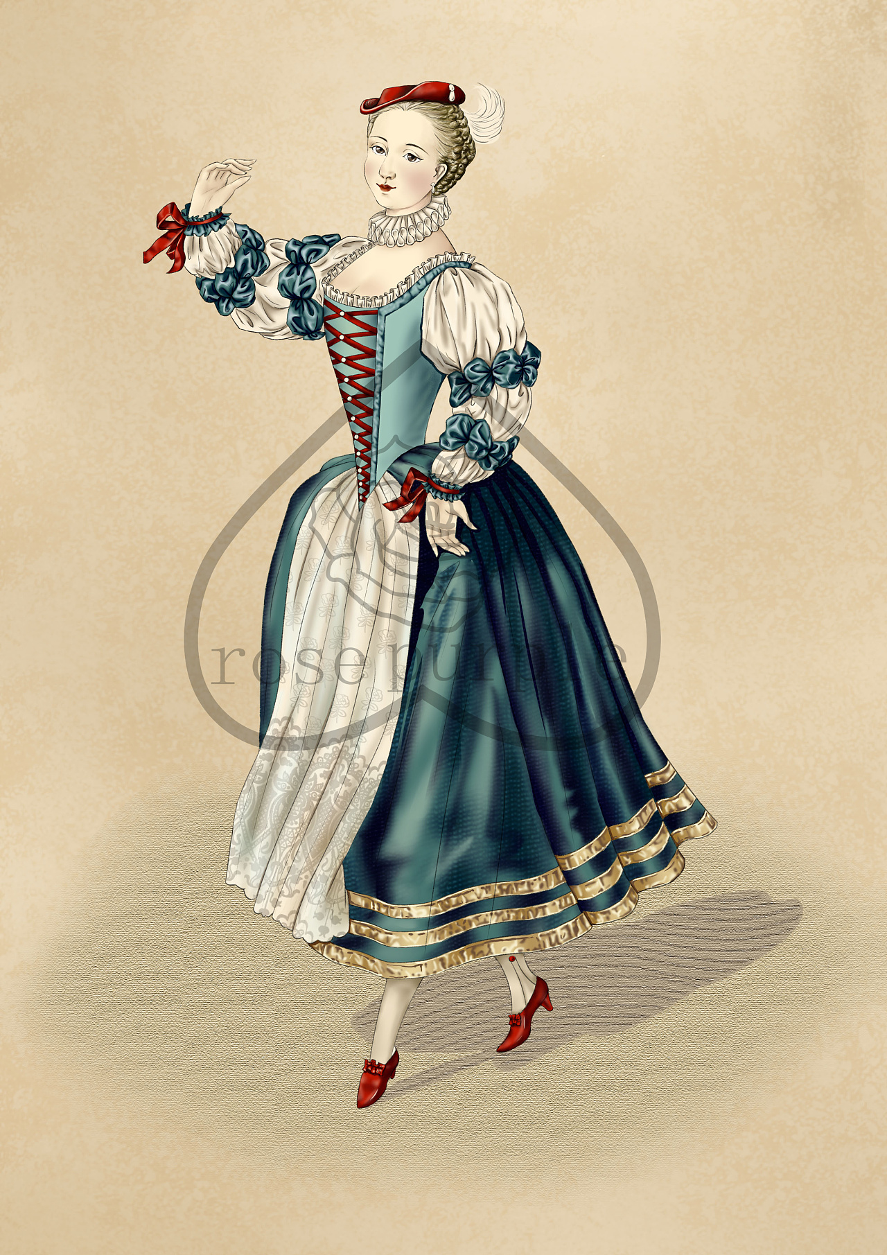 一张复古服装插画