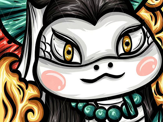 国潮插画-原创【白蛇仙子】（个人主页-ZNjg3NjMxMTI=） - 商业插画 - 站酷设计师Anne安倪原创素材 - 站酷ZCOOL