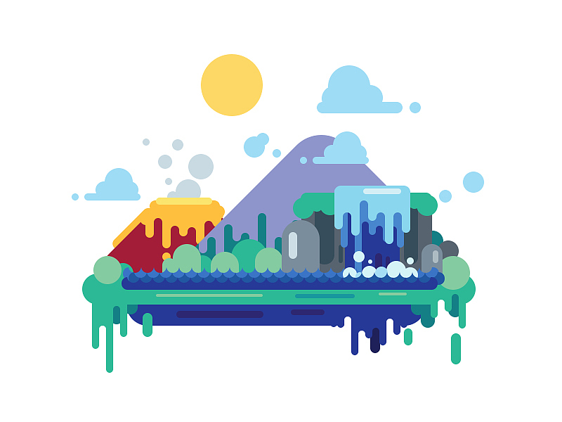 扁平化风景插画（图ZODk5NTIwMDQ=） - 创作习作 - 站酷设计师余欢子原创素材 - 站酷ZCOOL