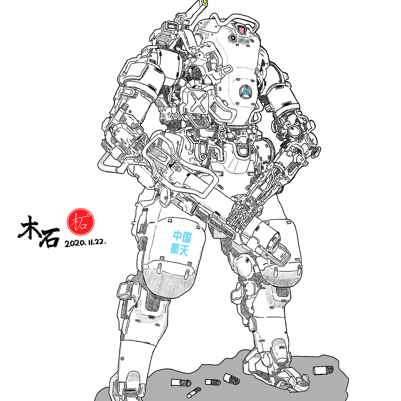 机械线稿手绘