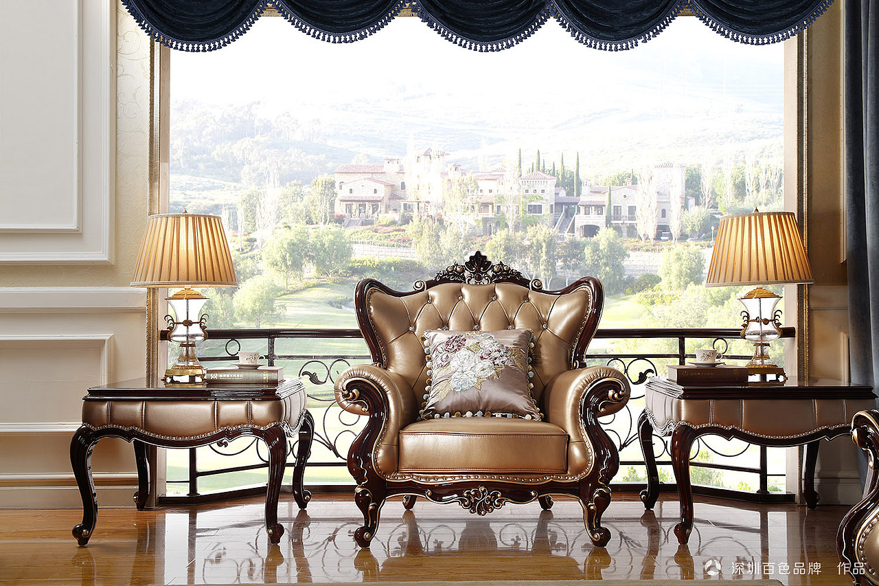 法式亮光家具摄影金富丽沙发床餐桌柜子桌子