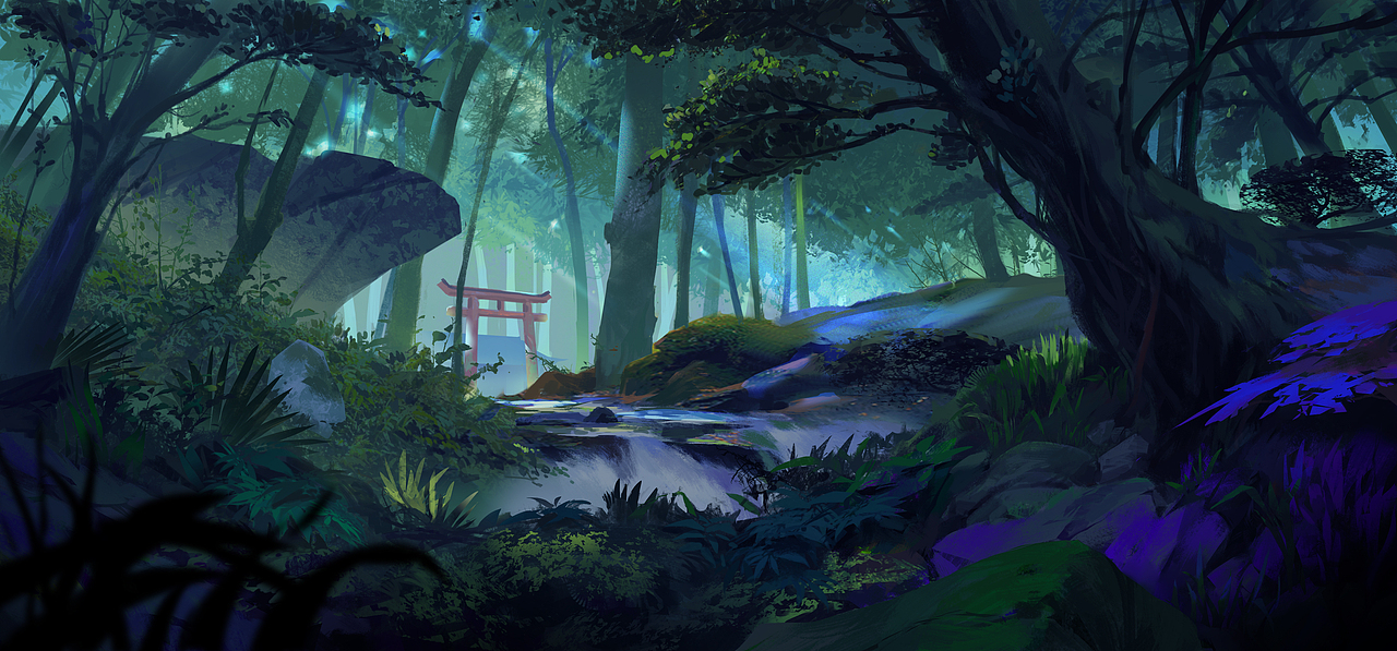 森林（时间变化）（图ZOTU0NDY0NzI=） - 游戏原画 - 站酷设计师JIAHONG_LUN原创素材 - 站酷ZCOOL