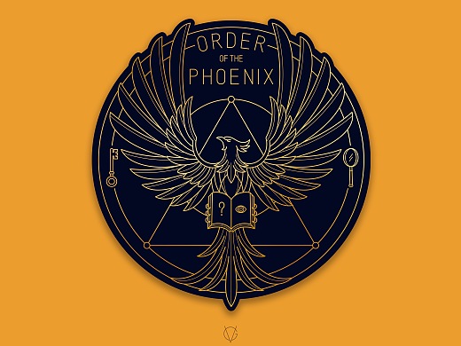 徽章logo设计-凤凰社剧本杀-复古风格